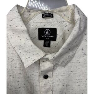 NWT Volcom Men's Classic Fit XL White Short Sleeve Button Down Black Specks